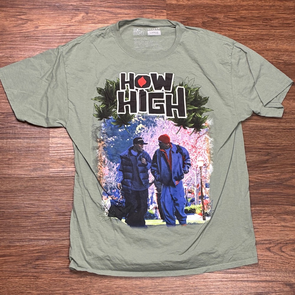 Reason How High T Shirt Mens Large Green Excellent Movie Graphic Tee